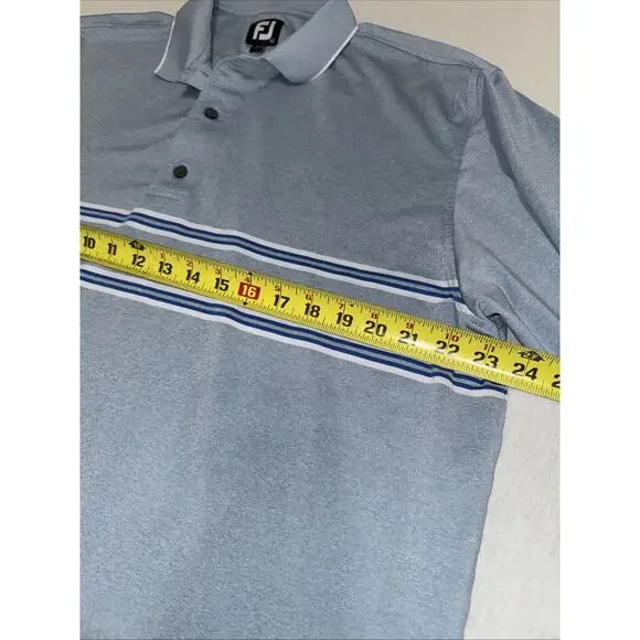 FootJoy Polo Shirt Mens XL Blue Striped Golf Performance Stretch Embroidered ECU - Picture 5 of 8
